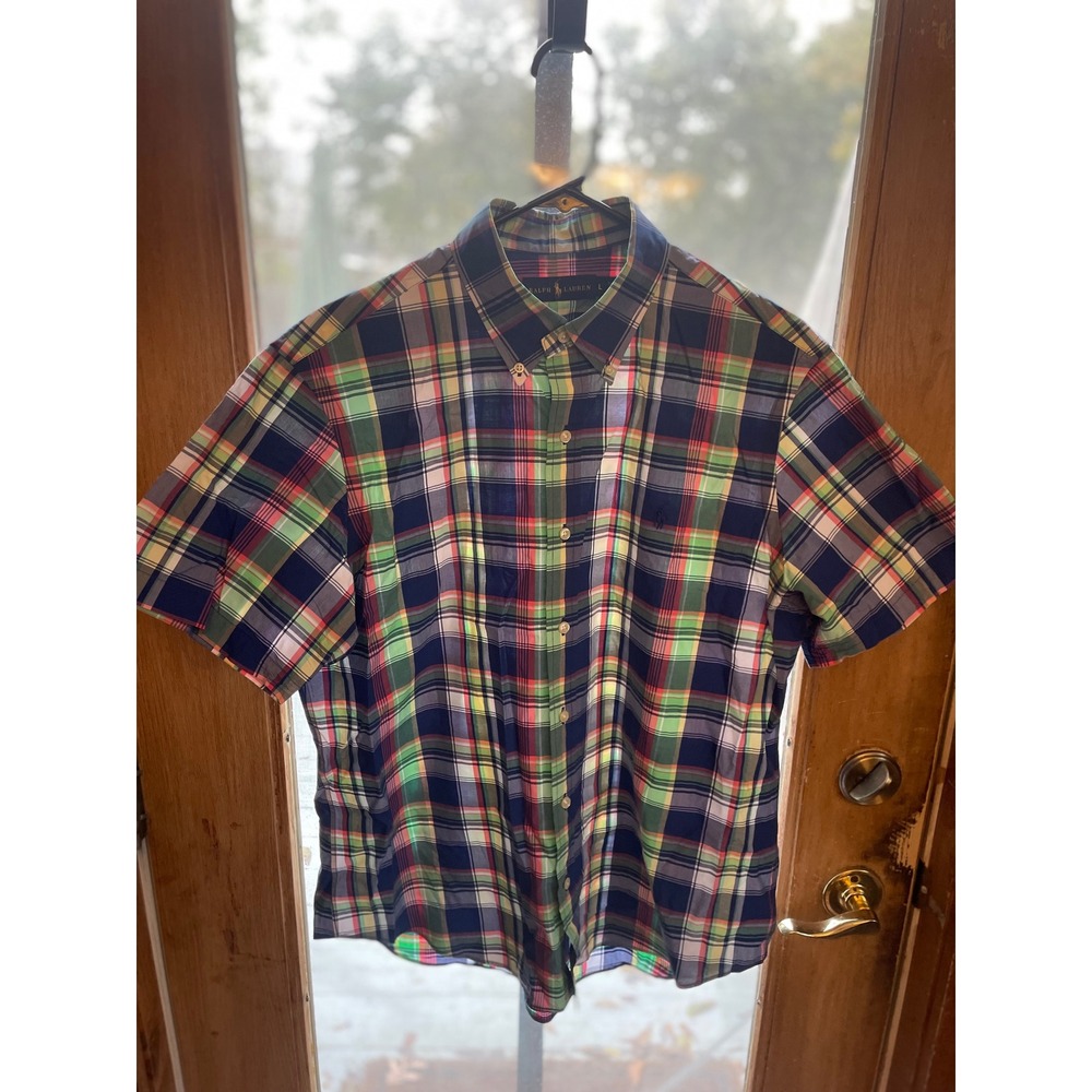 Ralph Lauren Men's Plaid Short Sleeve Button Down Shirt‎ - Large
